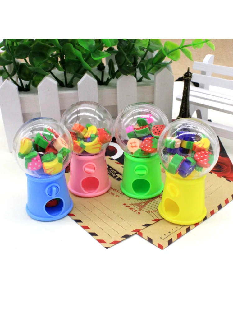 1세트 가샤폰 머신 디자인 지우개 귀여운 미니 고무 지우개 카와이 문구 어린이 장난감 선물 수정 도구 사무용품