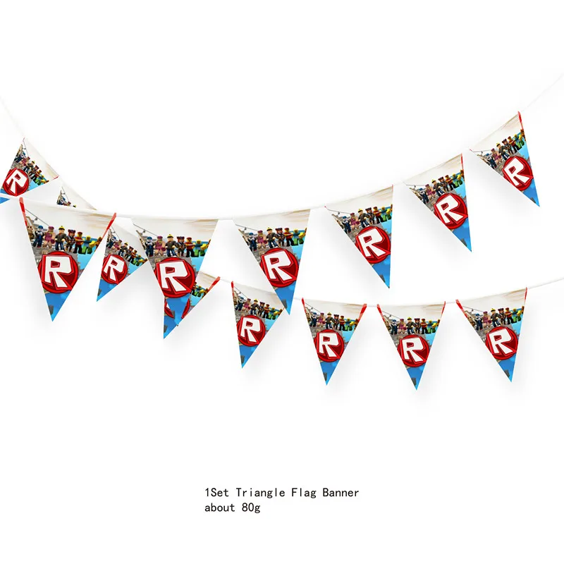 Roblox Party Supplies Tableware Set Paper Plate Cup Straw Latex Balloon Decoration for Roblox Game Birthday Baby Shower