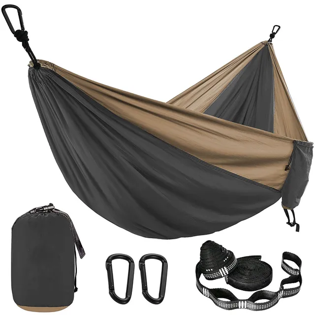 Solid Color Parachute Hammock with Hammock straps and Black carabiner Camping Survival travel Double Person outdoor furniture 1