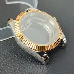 Luxe 41mm Zilveren/Zwarte Heren Stalen Horlogekast met Safier Glas en 20mm Band