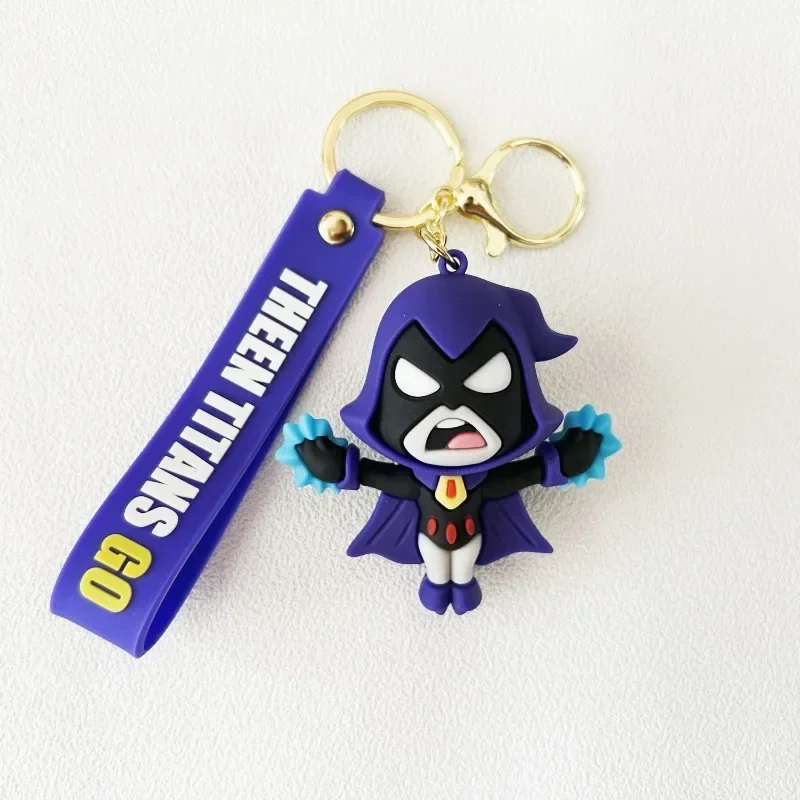 DC 십대 타이탄 로빈 비스트 보이, 사이보그 스타파이어 레이븐 PVC 인형, 애니메이션 키체인, 키링 액세서리 장난감, 어린이 생일 선물
