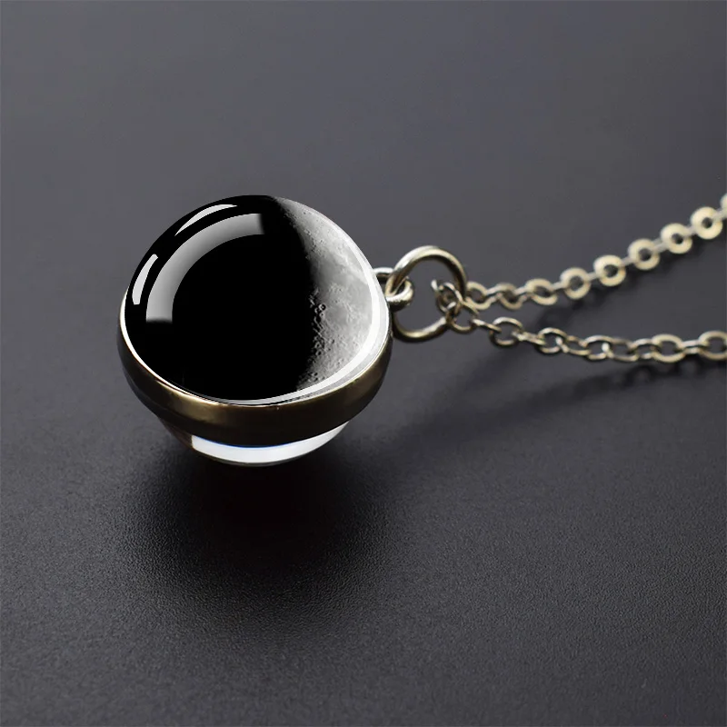 Celestial Galaxy Pendant Necklace – Double-Sided Glass Ball Astronomy Jewelry Gift