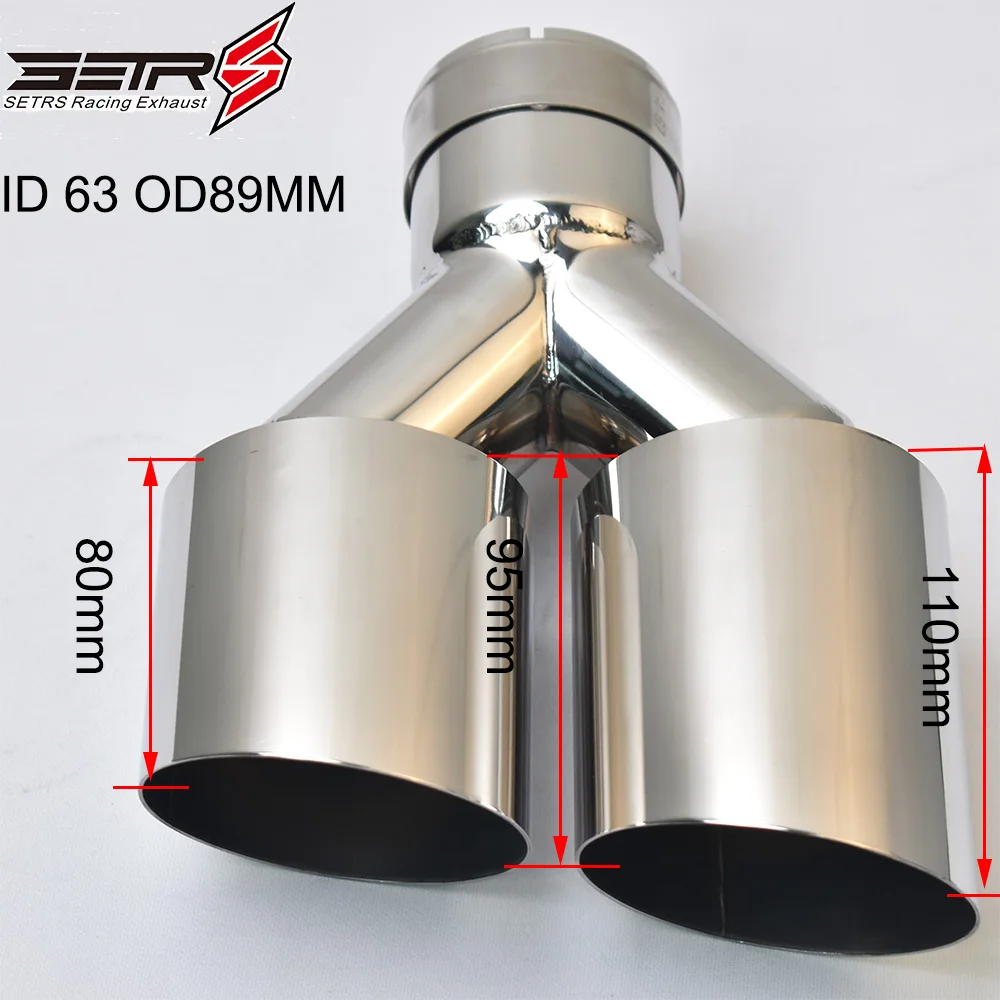 1Pc Duble Muffler Universal Left Or Right Side Glossy Stainless Steel