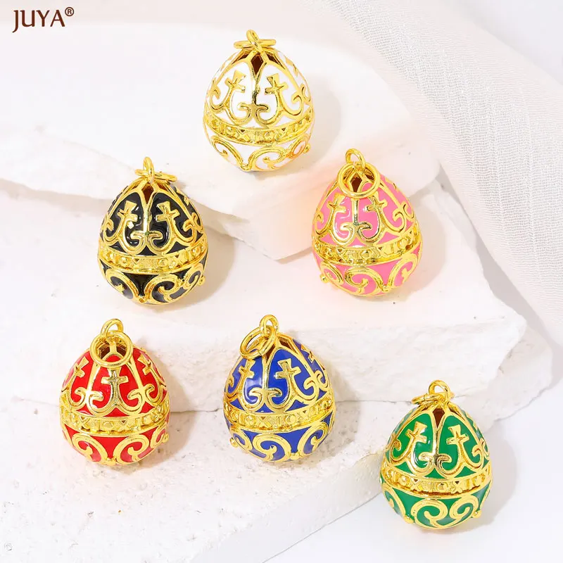 JUYA Böhmen Emaille Ballon Charms mit CZ 18K vergoldet Anhänger passen DIY Ohrringe Halsketten Schmuck machen Zubehör – Detail 9