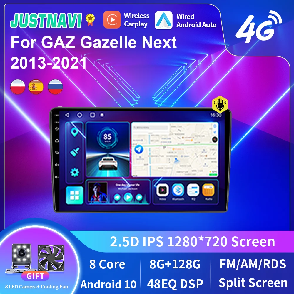 

JUSTNAVI Android 10 For GAZ Gazelle Next 2013-2021 Car Radio Multimedia Video Player Navigation GPS Android Sterero No 2din dvd