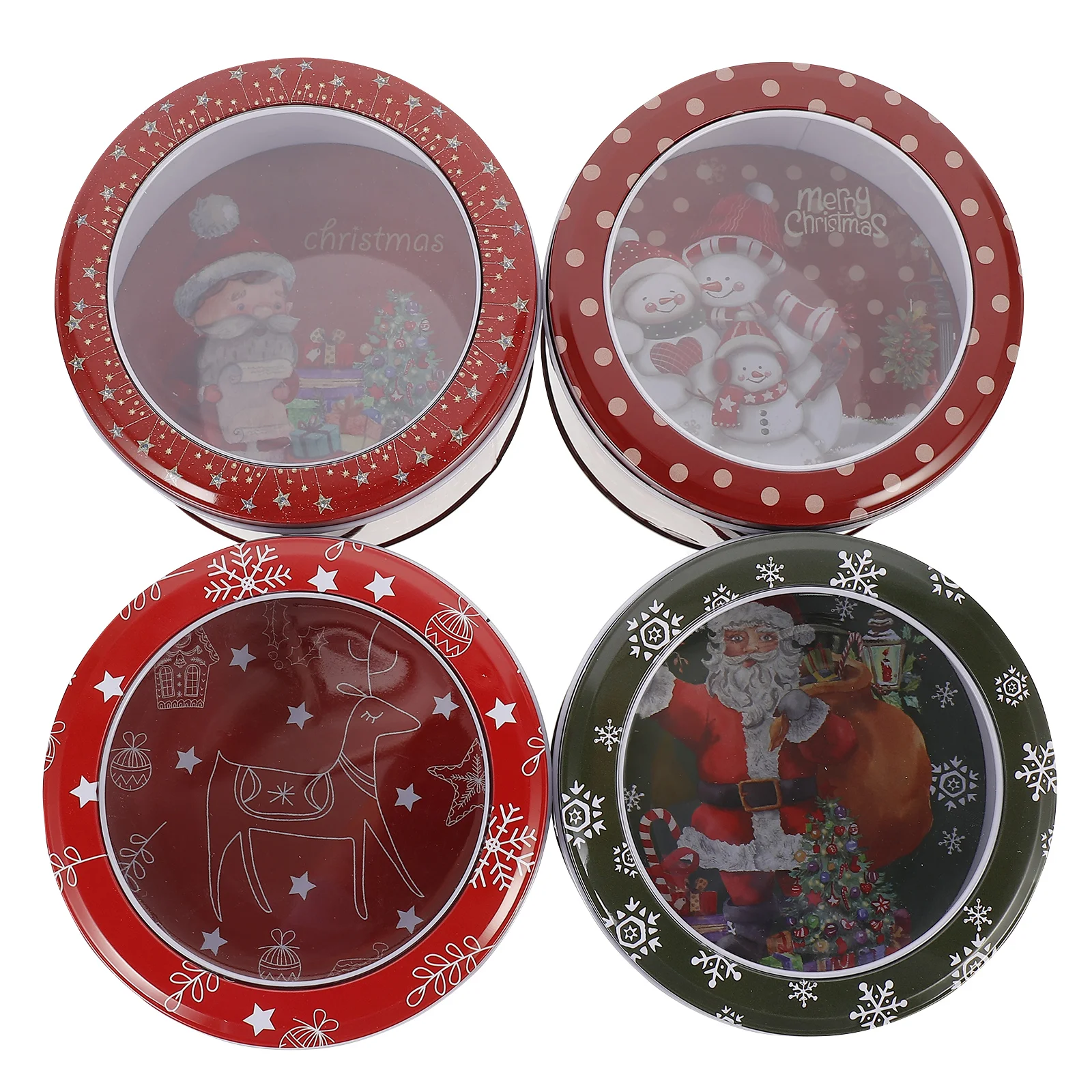 

4 Pcs Christmas Tin Box Party Favors Holder Cookie Tins Decor Wedding Supply Pet Gift Case