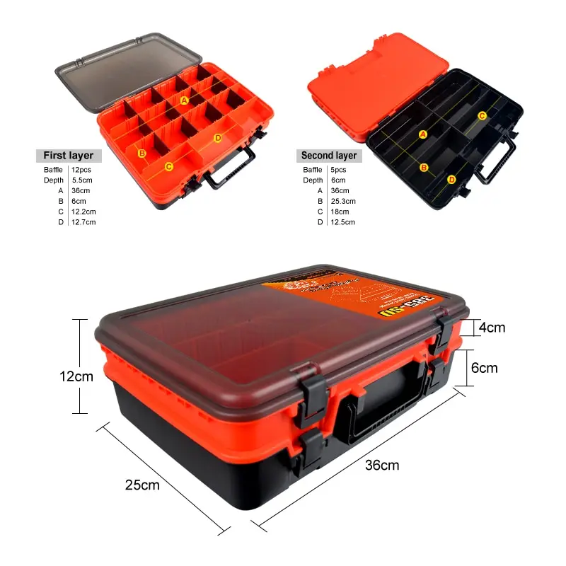 Large Thickening Fishing Tackle Box Multifunction Plastic Organizer Lure  Tool Case Double Layer Hooks Storage Squid Jigs Boxes