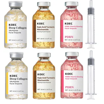 30ml Deep Collagen Silk Peptide Ampoule PDRN Firming Face Serum,Hydrating K-Beauty Essence for Elastic Glowing Skin Care 30/50ml