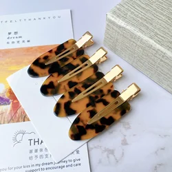 Elegant Leopard Print Acetate Hair Clip - No Bend Duckbill Styling Tool (4 Pcs)