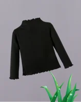 Fashionable black turtleneck knit sweater - comfortable ribbed design 1