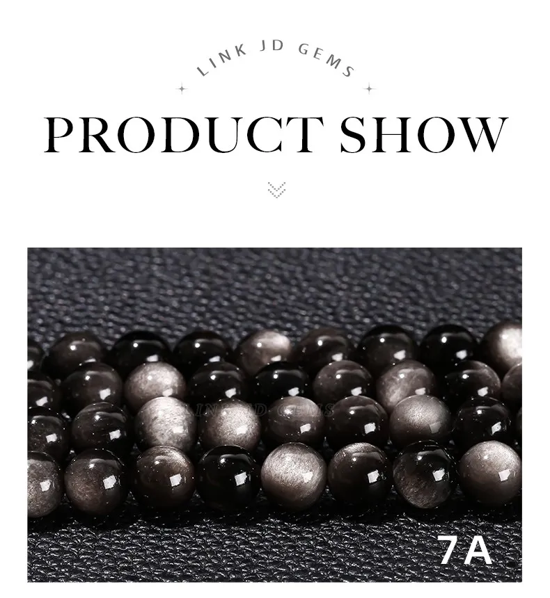 7A Quality Natural Stone Silver Irisation Obsidian Bead Round Loose Spacer For Jewelry Making Diy Necklace Bracelet Accessory