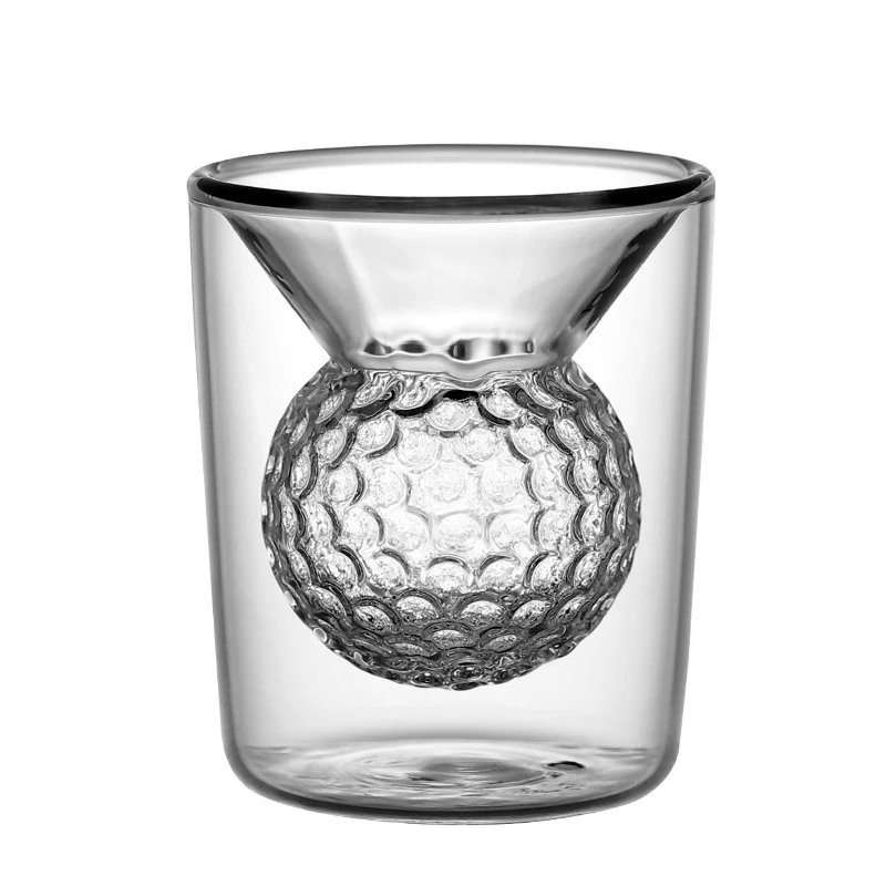 Description Picture 2 of item50ml Golf Ball Shape Double-layer Thickened Glass Cup Clear Wine Tea Water Mug Whiskey Cocktail Shot Glasses