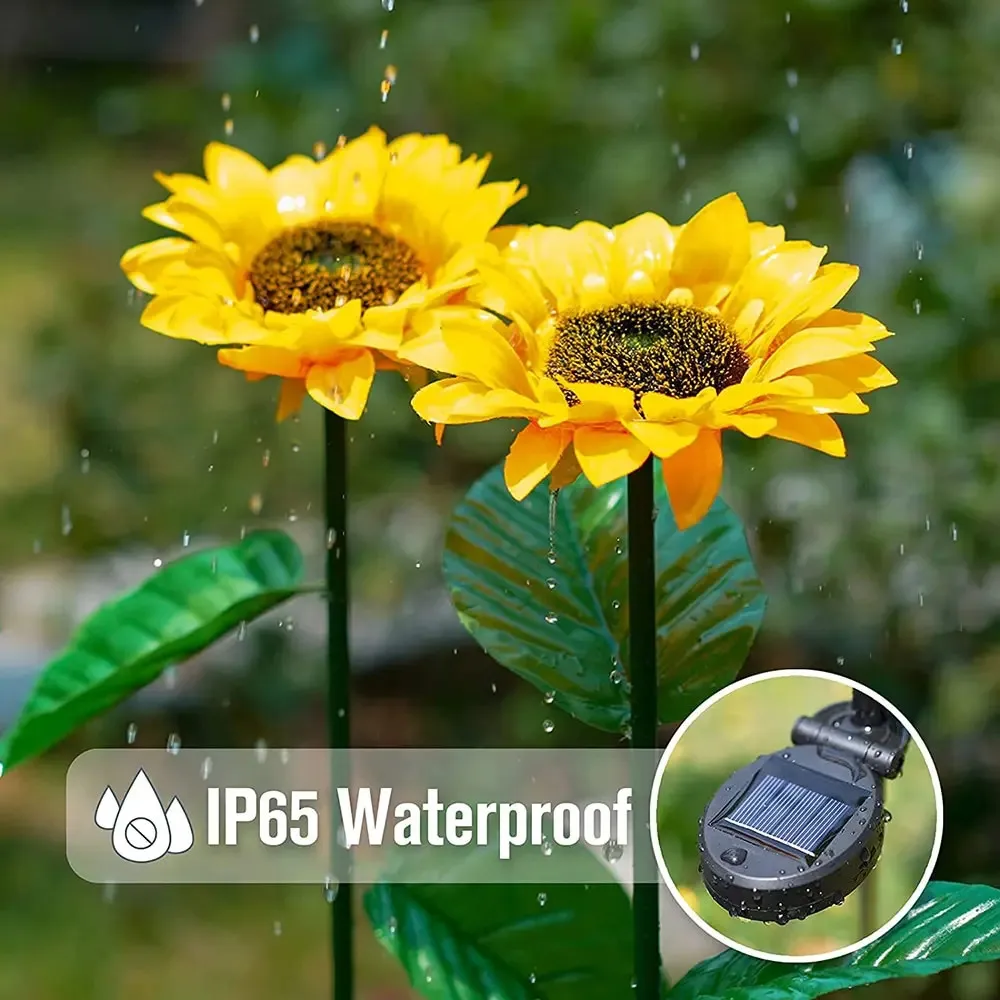 1pcs, Sunflower Solar Lamp, 3 LED Sunflower Yellow Flower Lamp Decor,For the decoration of patios, lawn gardens 4