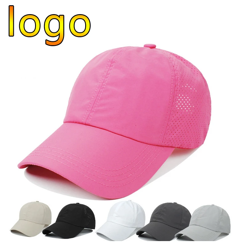 

Print Logo Quick Drying Mesh Ponytail Baseball Cap Outdoor Sunshade Women Adjustable Trucker Hats Breathable Dad Hat