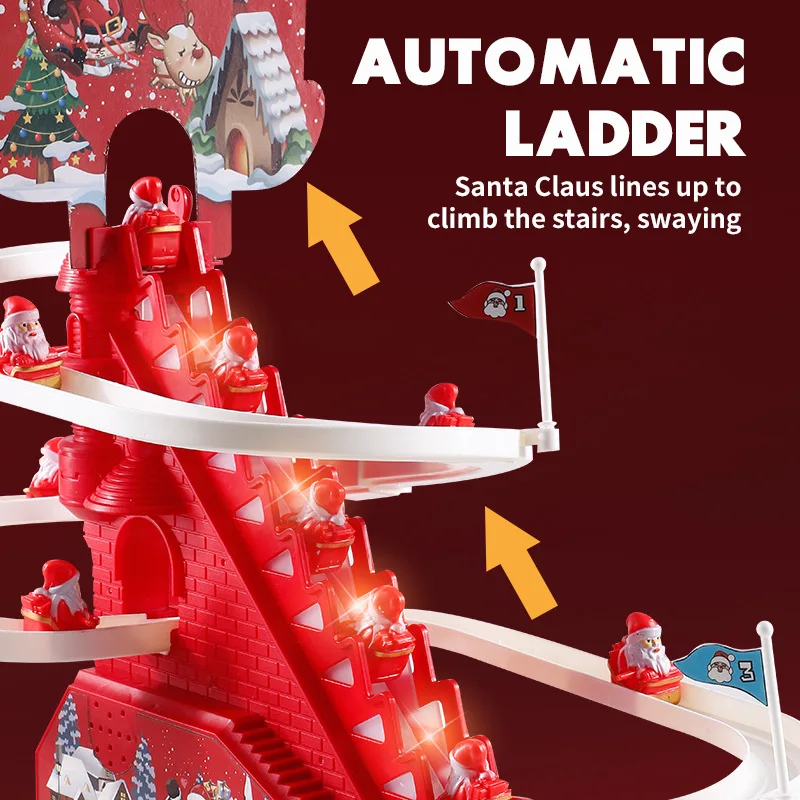 Electric Climbing Ladder Santa Claus Xmas Gift Ladder Climbing Santa for Christmas Party Shelf Bedroom Office