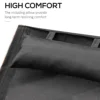 Patio Mesh Wood Recliner Chaise Lounge Chair Lounger W/ Cushion - Black 4