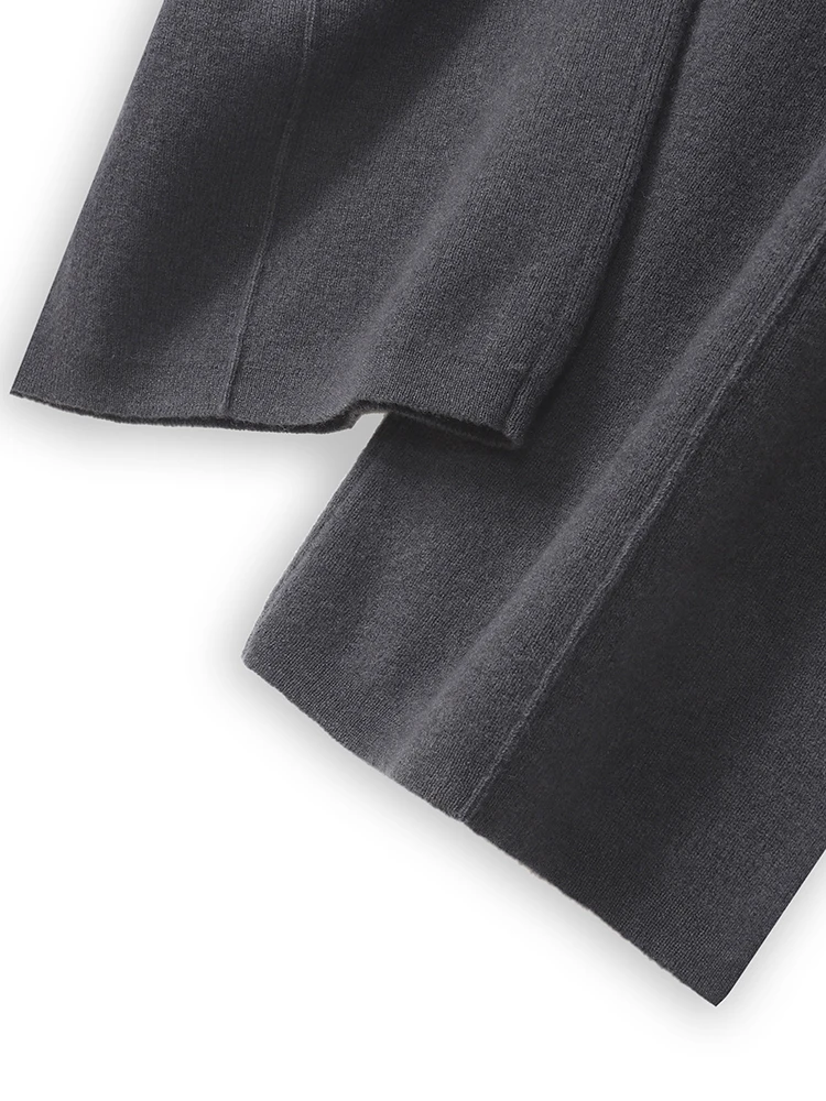 بنطلون نسائي واسع الساق من الصوف الميرينو 100٪ للخريف والشتاء، سروال دافئ وناعم من الكشمير، ملابس محبوكة بسيطة وعصرية