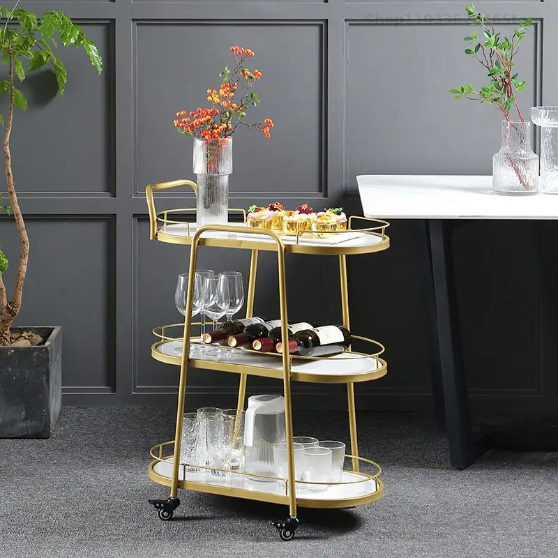 Nordic Mobile Food Truck Hotel Commercial Food Truck Tea Double-decker Three-layer Wine Cart Cart Cake Home