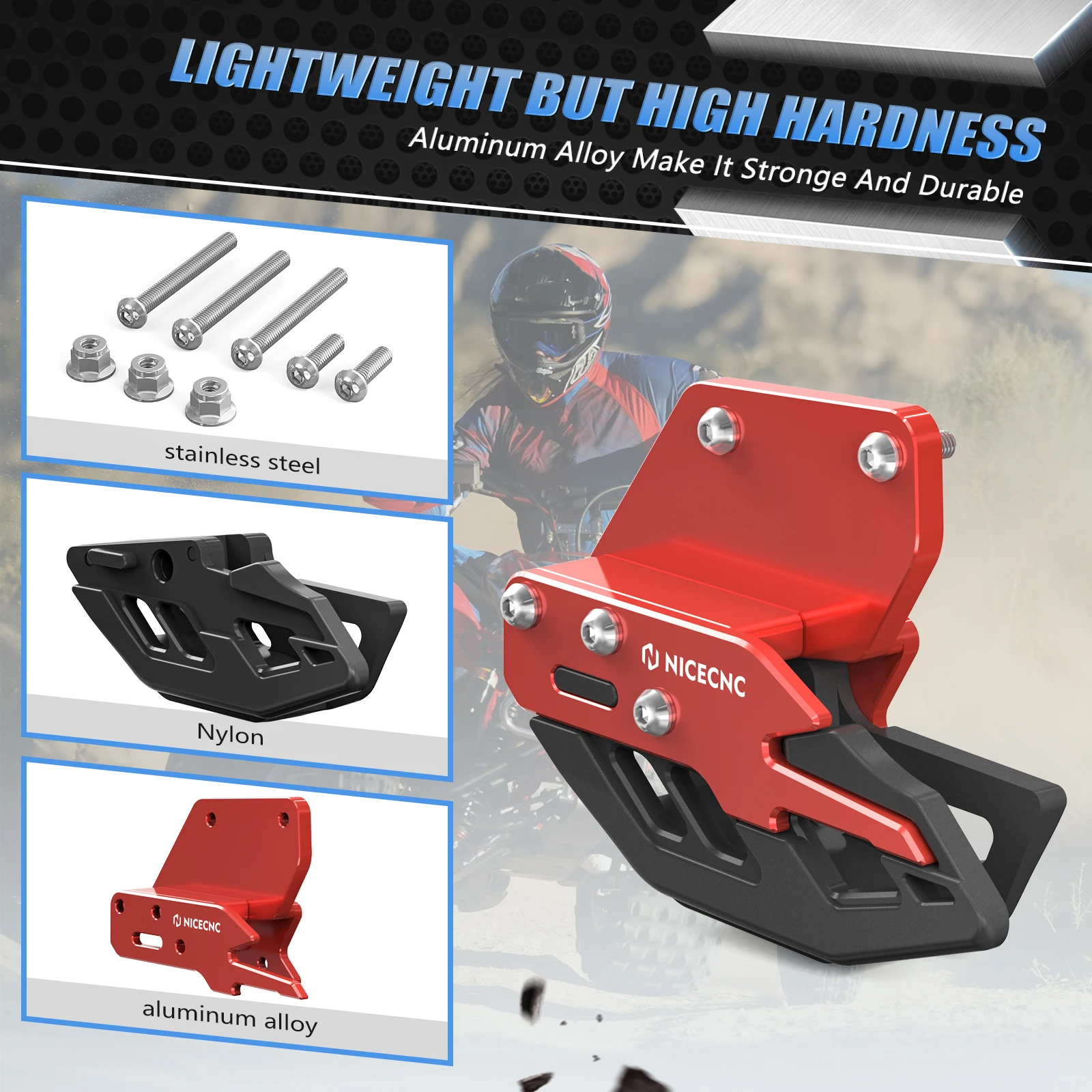 NICECNC Für Honda TRX450R 2006-2009 TRX ATV Hinterer Schwingarm Kettenführungsschutz TRX450ER 2006-2014 Geräuschreduzierung – Detail 31