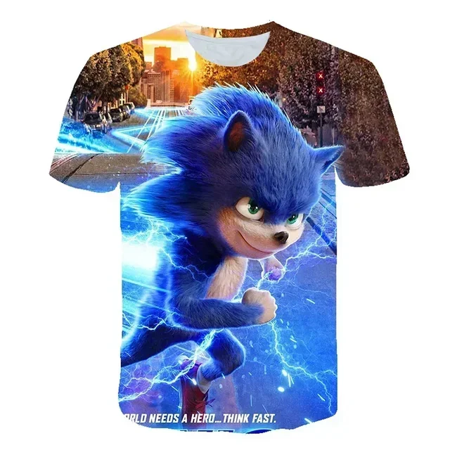 Nueva camiseta con estampado 3D de Super Sonics para niños, ropa de moda con nueva tecnología, top de dibujos animados para niños de 4, 6, 8, 10, 12 y 14 años