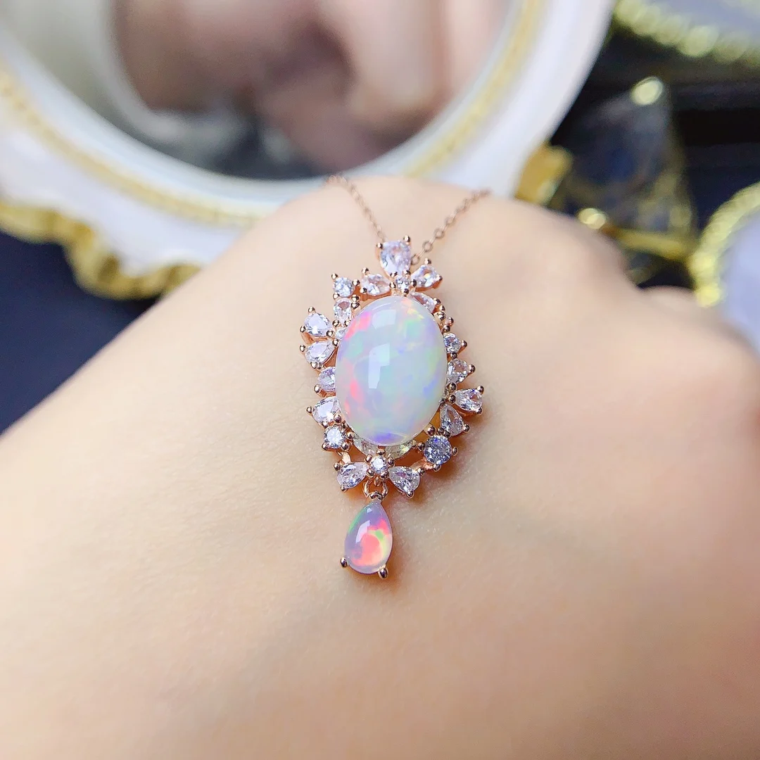 

Pendant 925 Sterling Silver Opal Women's Fire Color Super Good Free Shipping Jewelry Certified Jewelry Women's Gem Boutique