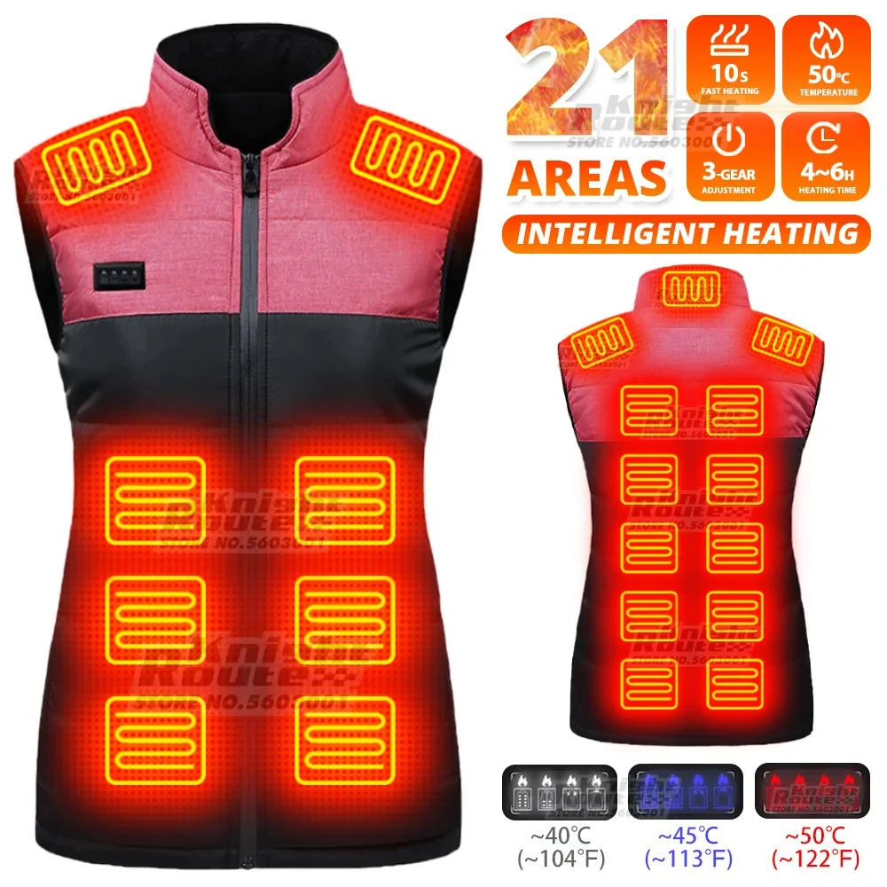 

Women's 21Area Self Heating Vest,Four Switch Control Warm Vest,Thermal Vest,USB Heated Jacket Men Heated Clothing,Camping Hiking