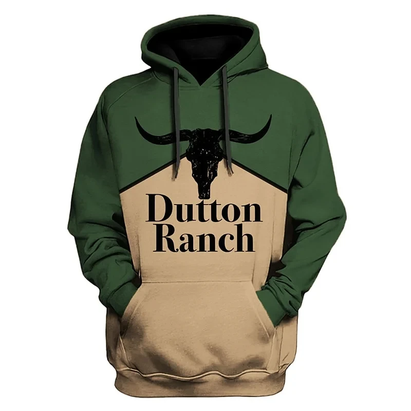 

Толстовка Dutton с 3D принтом ранчо для мужчин и женщин, Повседневная модная рубашка с капюшоном, пуловер с длинным рукавом, свитшоты, одежда унисекс оверсайз