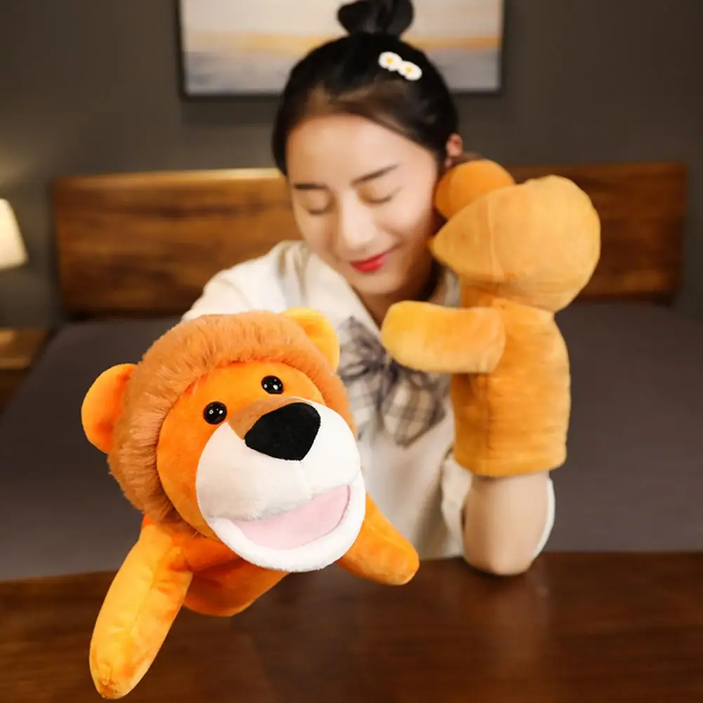 

Кукла с животными, мягкая мультяшная кукла-Лев, ручная кукла, реалистичное забавное выражение, интерактивная игрушка для детей и родителей