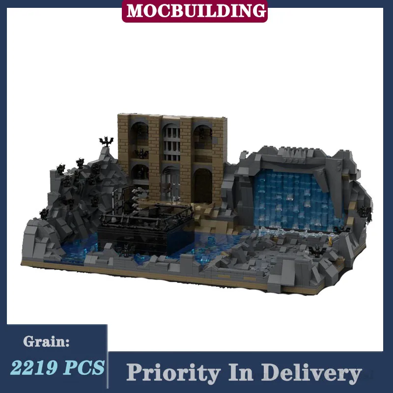 

MOC Manor Batchave Waterfall Model Building Blocks Batmobile Assembly Film Series Collection Toy Gifts
