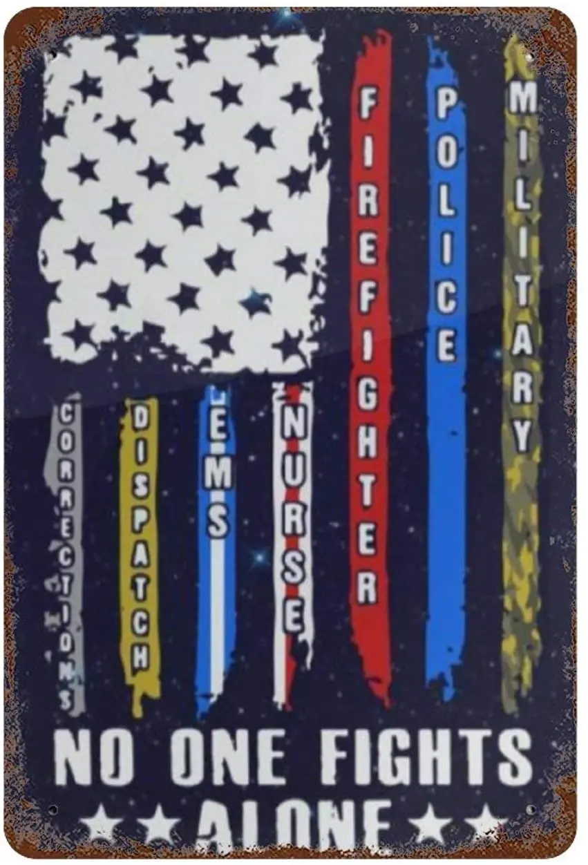 Металлический Алюминиевый логотип Newcco, настенное искусство, американский флаг «никто не сражается в одиночестве», тонкая линия, украшение для гостиной военной полиции, медсестры