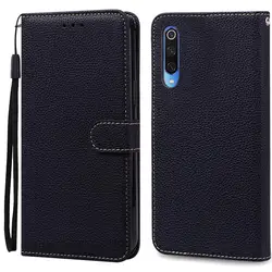 Elegant Leather Flip Phone Case Cover for Mi 9 SE (Black)