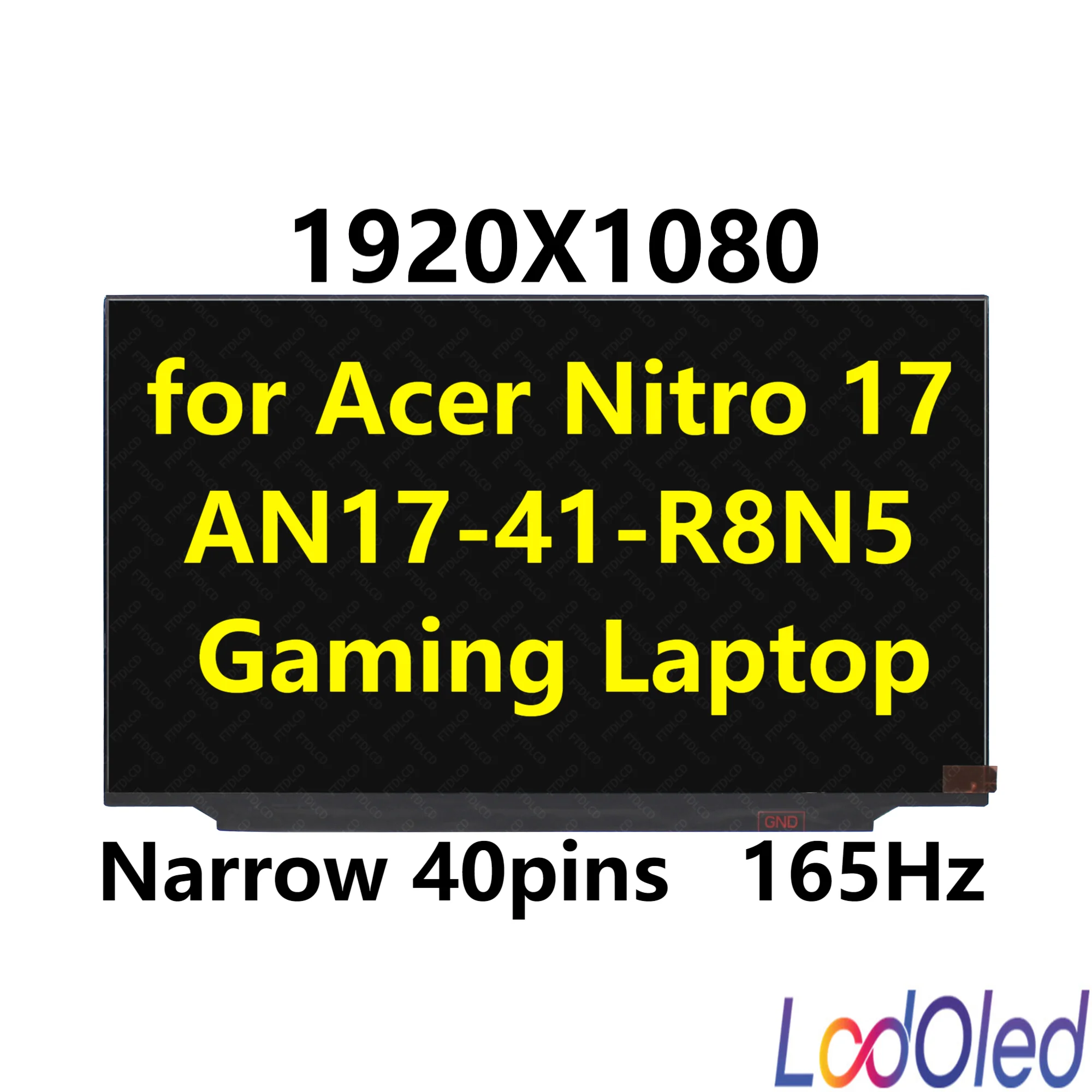 

17,3 ''для игрового ноутбука Acer Nitro 17 AN17-41-R8N5, ЖК-экран, матричная панель, 1920x1080, узкие 40 контактов, 165 Гц