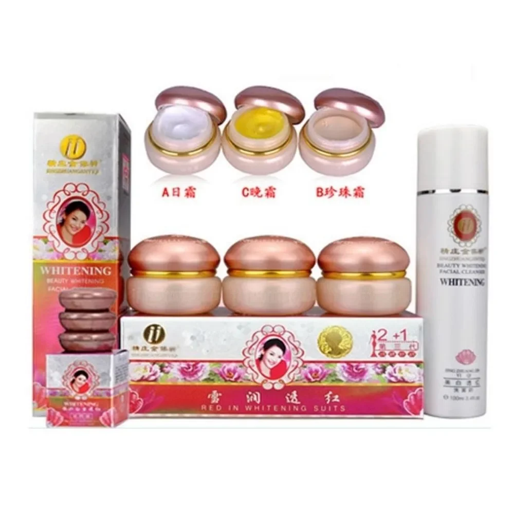 Original YiQi 3th Beauty Whitening 2+1 Face Cream Facial Cleanser Effective in 7 Days (Golden) SkinCare Set  Facial Products Kit 1