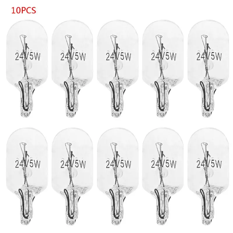 

Hot 10 Pcs T5 W5W White Color 1.2W 194 501 DC 12V/24V Car Bulb Side Wedges Car Light Source Instrument Lamp Universal