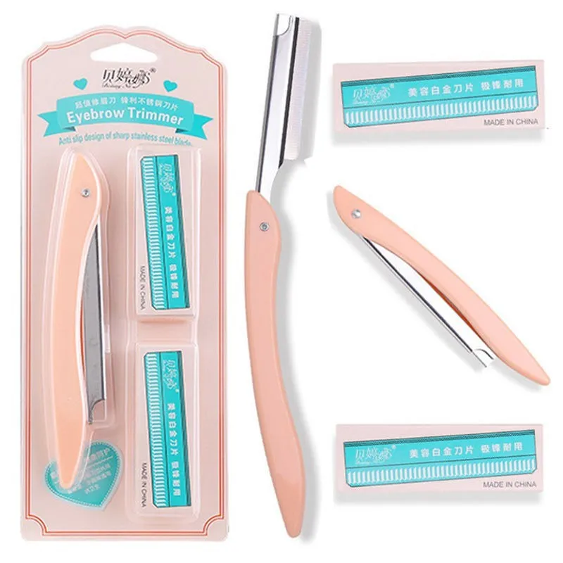 Portable Eyebrow Trimmer 10 Razors Eye Brow Shaper Shaver Face Razor Blade Facial Hair Remover Makeup Tools For Women eyebrow trimmer set,eyebrow trimmer,eyebrow razor set,eyebrow razor,eyebrow trimmer blade
