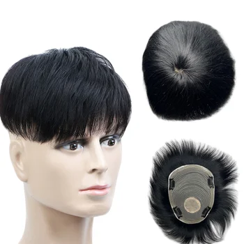 Parrucca da uomo Sistema di sostituzione dei capelli Parrucca per capelli protesi Capelli umani spessi Parrucchino da uomo con PU attorno a pezzi maschili per calvizie da uomo