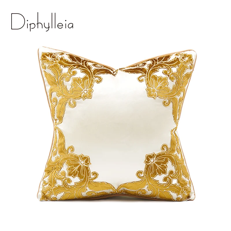 

Бархатная наволочка Diphylleia с тиснением, Обложка в европейском стиле, элегантный цветочный рисунок, диаметром 45x45 см, Роскошный домашний декор