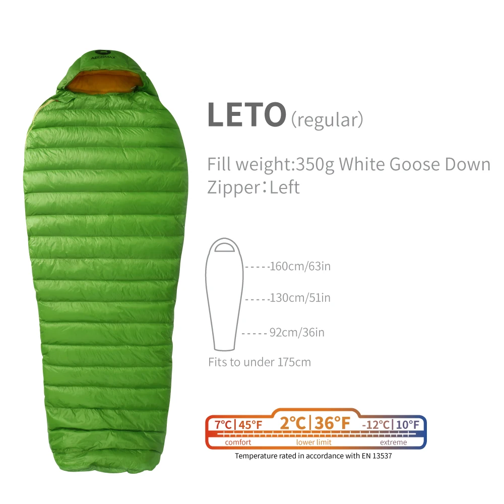 アウトドア寝具 aegismax leto AEGISMAX LETO Sleeping Bag Ultralight Mummy 700FP Goose Down