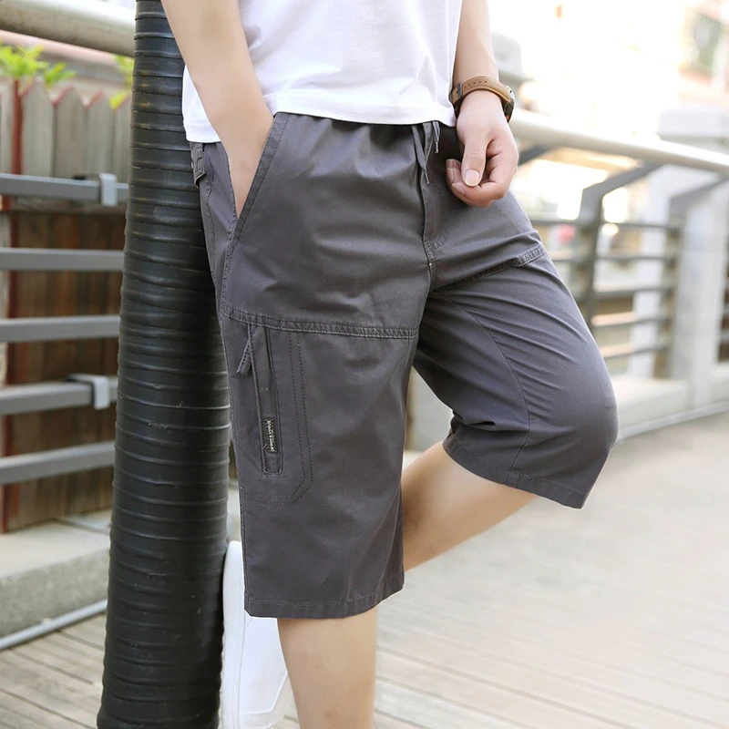 2022 Men's Summer Shorts Breeches Cotton 100% Cargo Short Men Loose ...