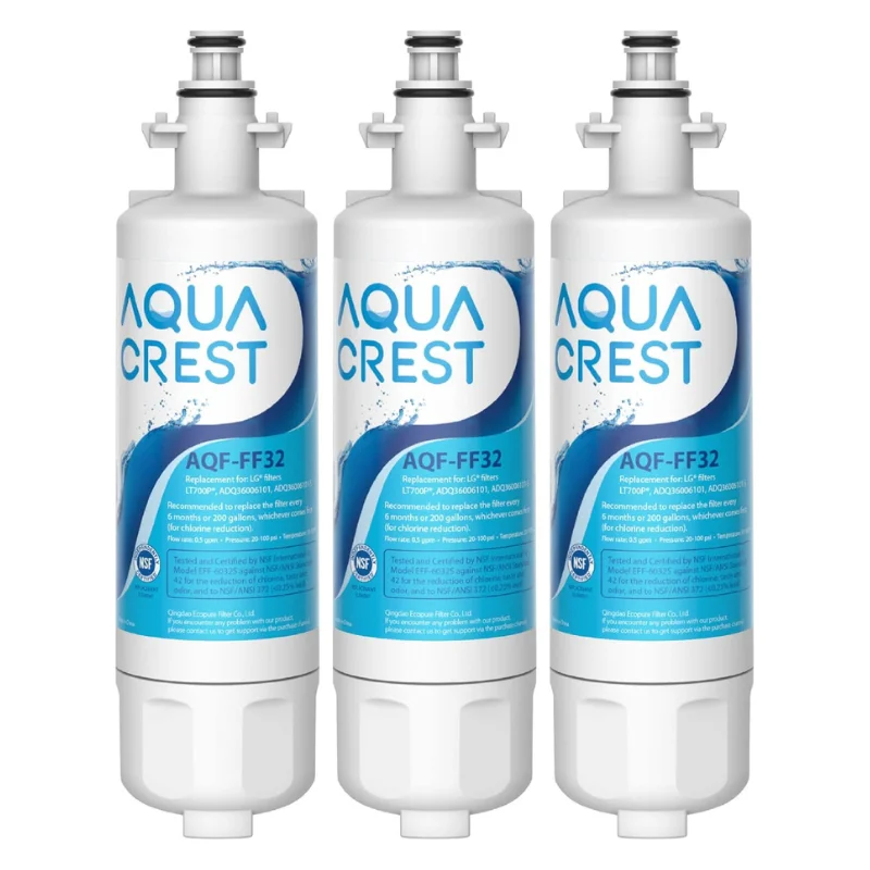 AQUA CREST 469690 ADQ36006101 Refrigerator Water Filter, Replacement for LG&reg; LT700P&reg;, Kenmore&reg; 9690, ADQ36006102, 3 Pack