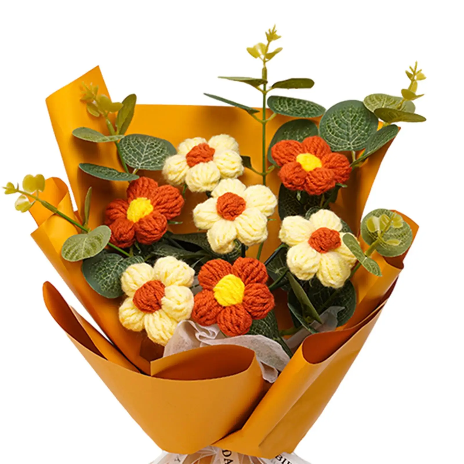 Bouquet di fiori all'uncinetto Regalo per la festa della mamma Composizioni floreali versatili Bouquet intrecciato a mano per feste in desktop, matrimoni, regali per la casa  15