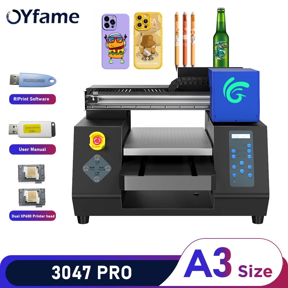 

УФ-принтер OYfame A3, планшетный автоматический УФ-принтер A3 с УФ-принтером XP600 для фотографий, акрилового, металлического УФ-принтера