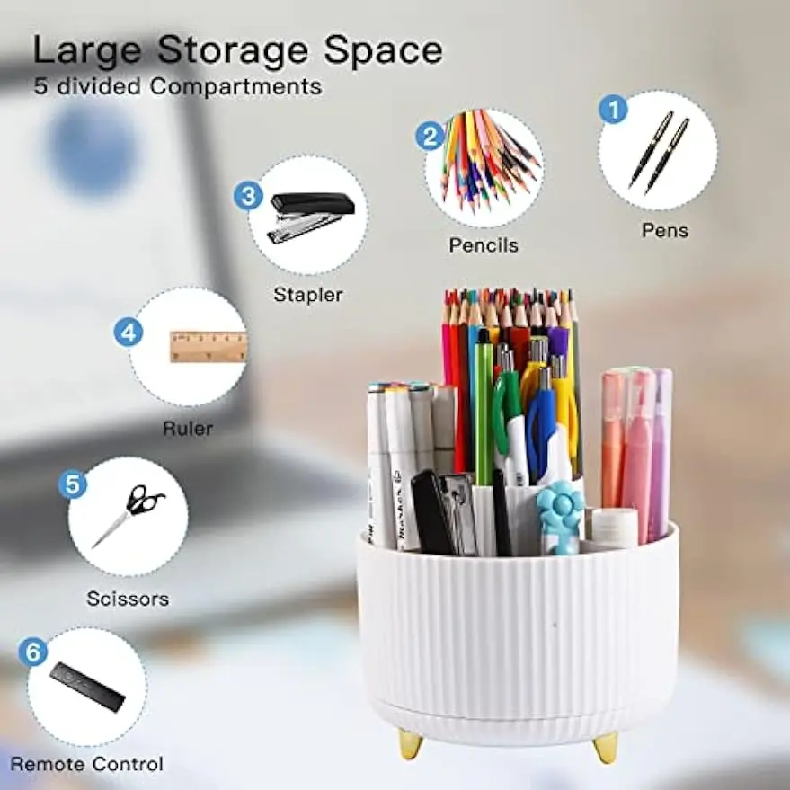 Storage Box Self Adhesive Storage Box Desk Organizer Storage Organizer Office desk storage box pen holder painting brush makeup storage box 360 &deg; rotating office school multifunctional