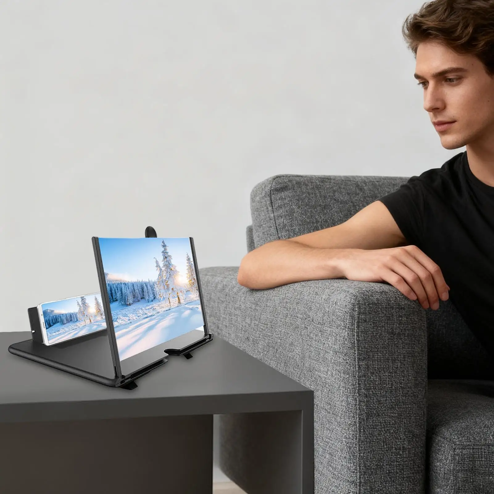 Lente d'ingrandimento per schermo del telefono 3D HD, ingranditore da tavolo per cellulare, per anziani, per guardare video, film, notti di cinema, casa, viaggi, momenti di relax - immagine 2