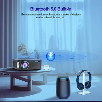 XNANO 500ANSI 4K Projector Full HD 1080P Home Theater for IOS/Android/TV Stick with 5W Speaker 5G WiFi BT5.0 Portable Projector 4