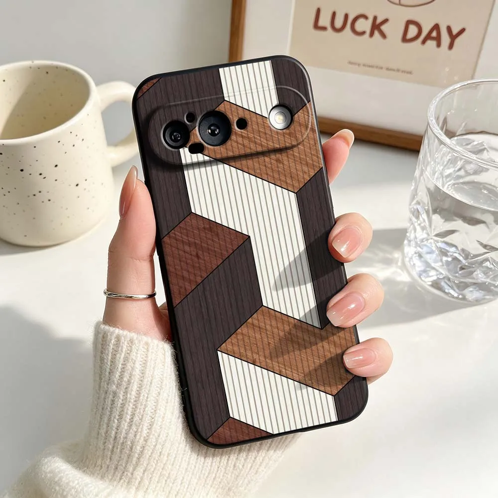 Vintage Wood Grain Pattern Black Soft Silicone Phone Case