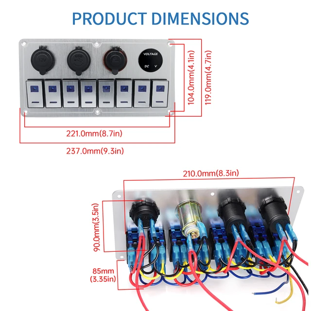 Schalter Panel Auto Schalter Panel USB Port 12V Outlet Zigarette Leichter  Marine LED Rocker 4/6/8 Gnag Schalter Panel - AliExpress