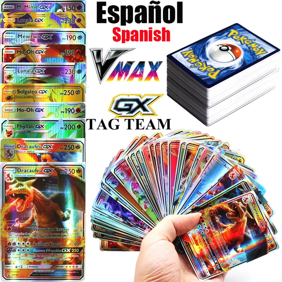 Cartas de Pokémon Vstar EX Tag Team VMAX, juego de cartas holográficas