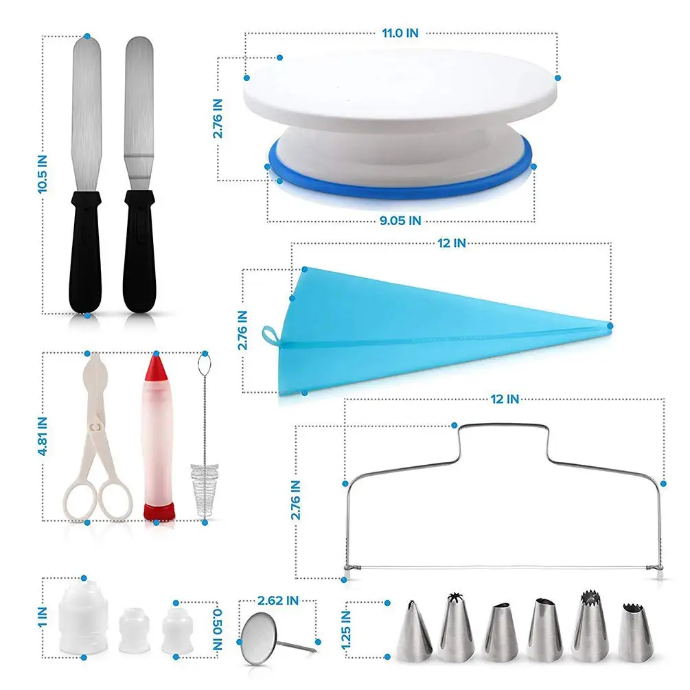 Cake decorating tools 106 pieces cake decorating supplies kit cake turntable set pastry tube fondant tool kitchen dessert baking pastry tip set