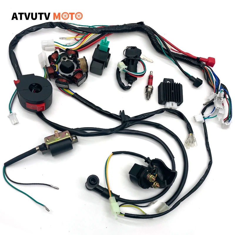 Electrics Wire Harness Magneto Flywheel Stator For 50Cc 70Cc 90Cc 110Cc 125Cc Pit Quad Dirt Bike Atv Buggy Go Kart Dune